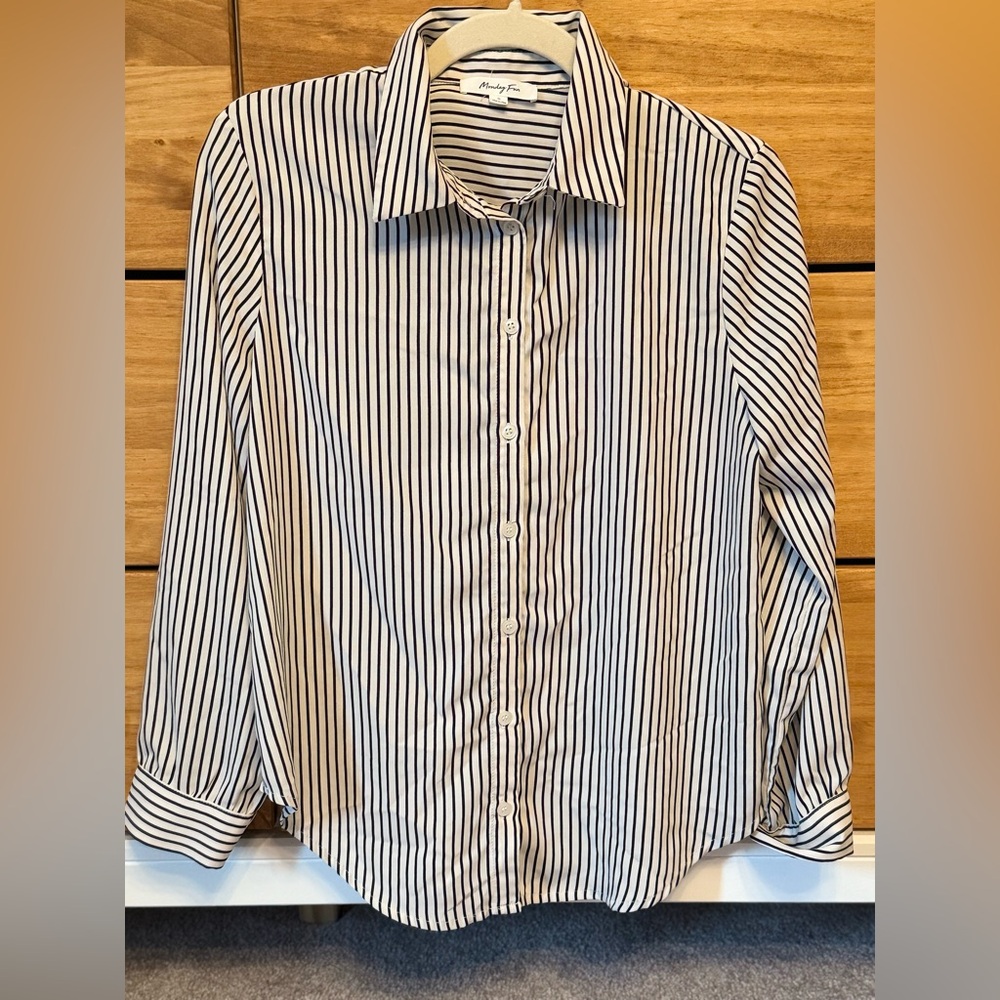 Black/white stripe button down.